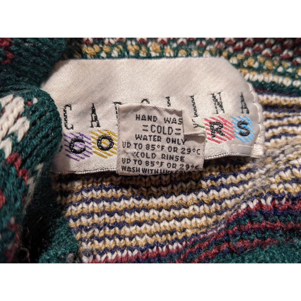 Vintage Caroline Colours green multicolored oversized sweater S - Picture 6 of 8